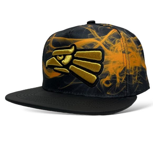 Hecho en Mexico Eagle Snapback Baseball Cap, Gold 3D Embroidery, Flat Brim - Picture 3 of 6